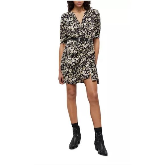 NWT The Kooples M Twill Flowers Faux Wrap Mini Dress Floral V-Neck $365 - Picture 2 of 5